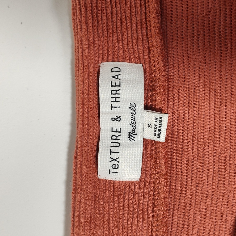 Madewell Texture & Thread Square Neck Ribbed Orange Dress S - Picture 10 of 12